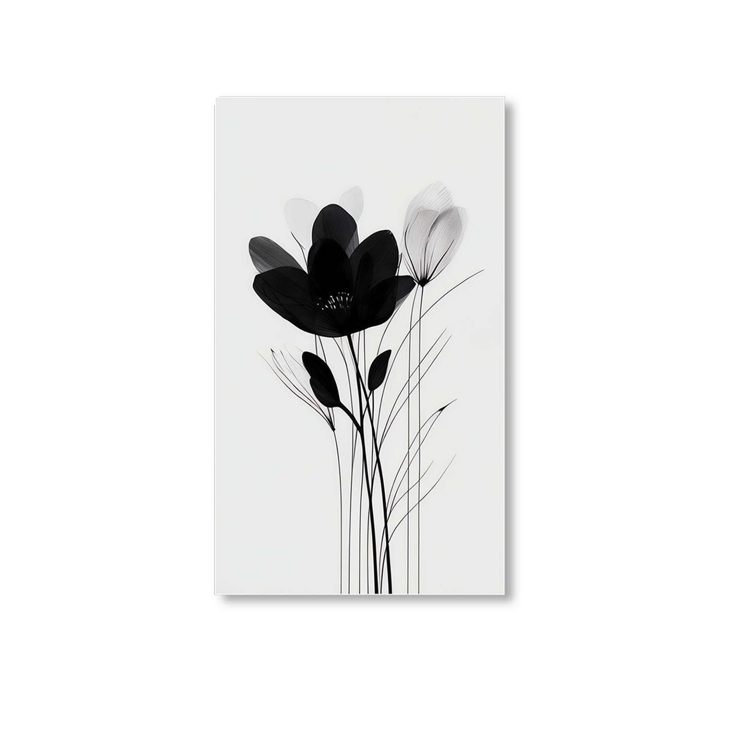 Monochrome Floral Elegance: Wall Art Canvas Paintings Set of 4