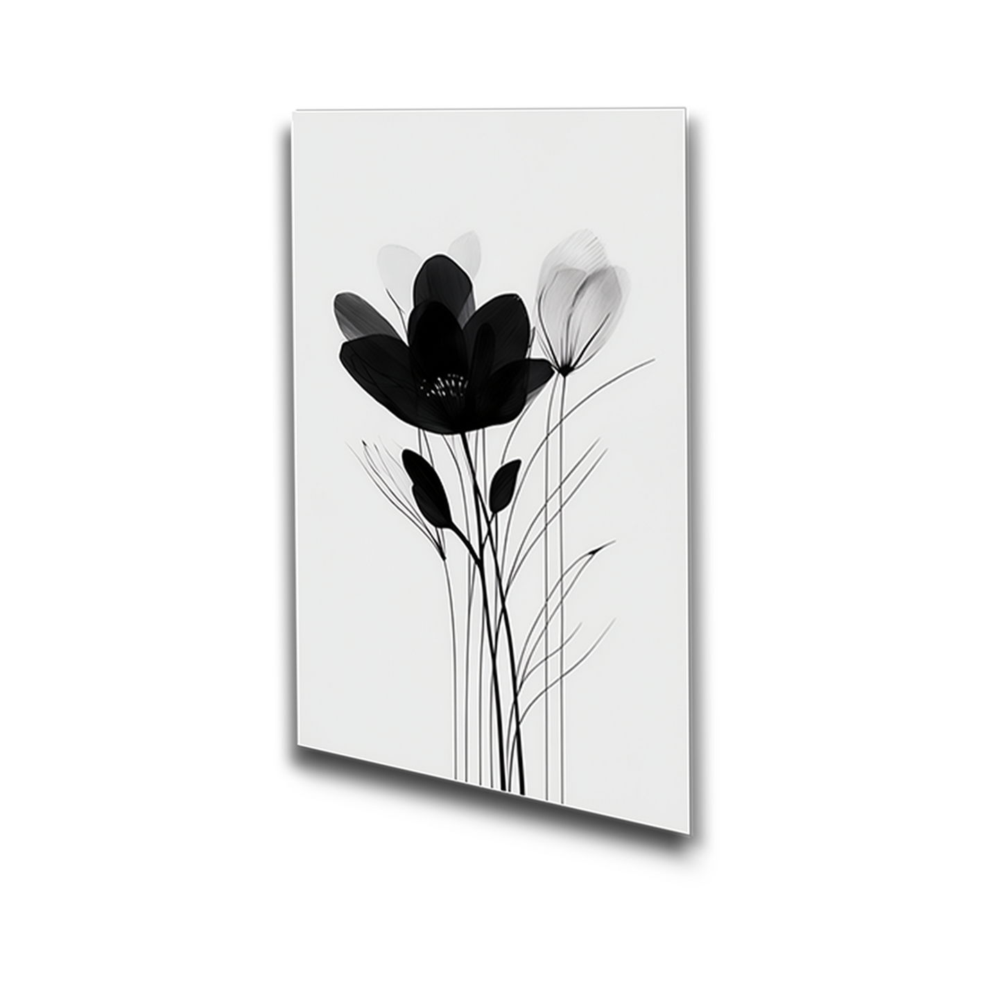 Monochrome Floral Elegance: Wall Art Canvas Paintings Set of 4