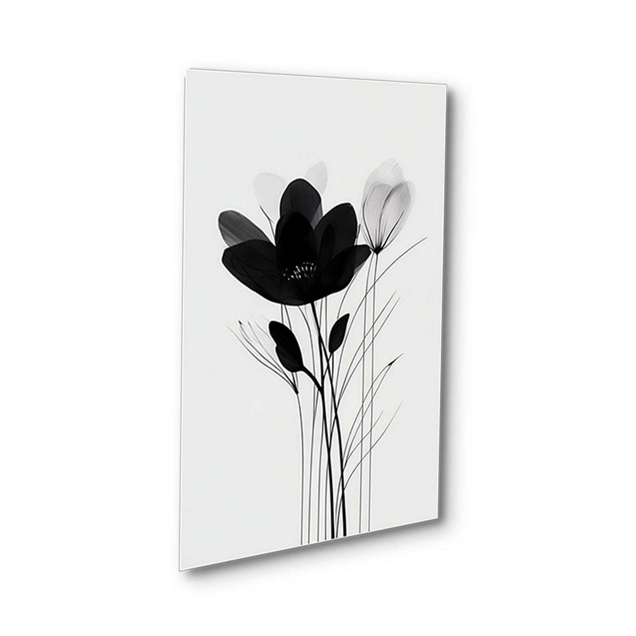 Monochrome Floral Elegance: Wall Art Canvas Paintings Set of 4