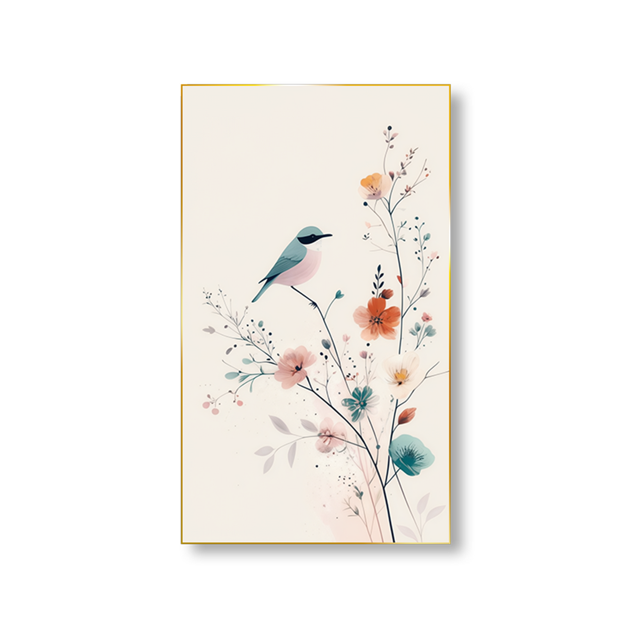 Birds on Branch Art Set of 4 Canvas Wall Painting