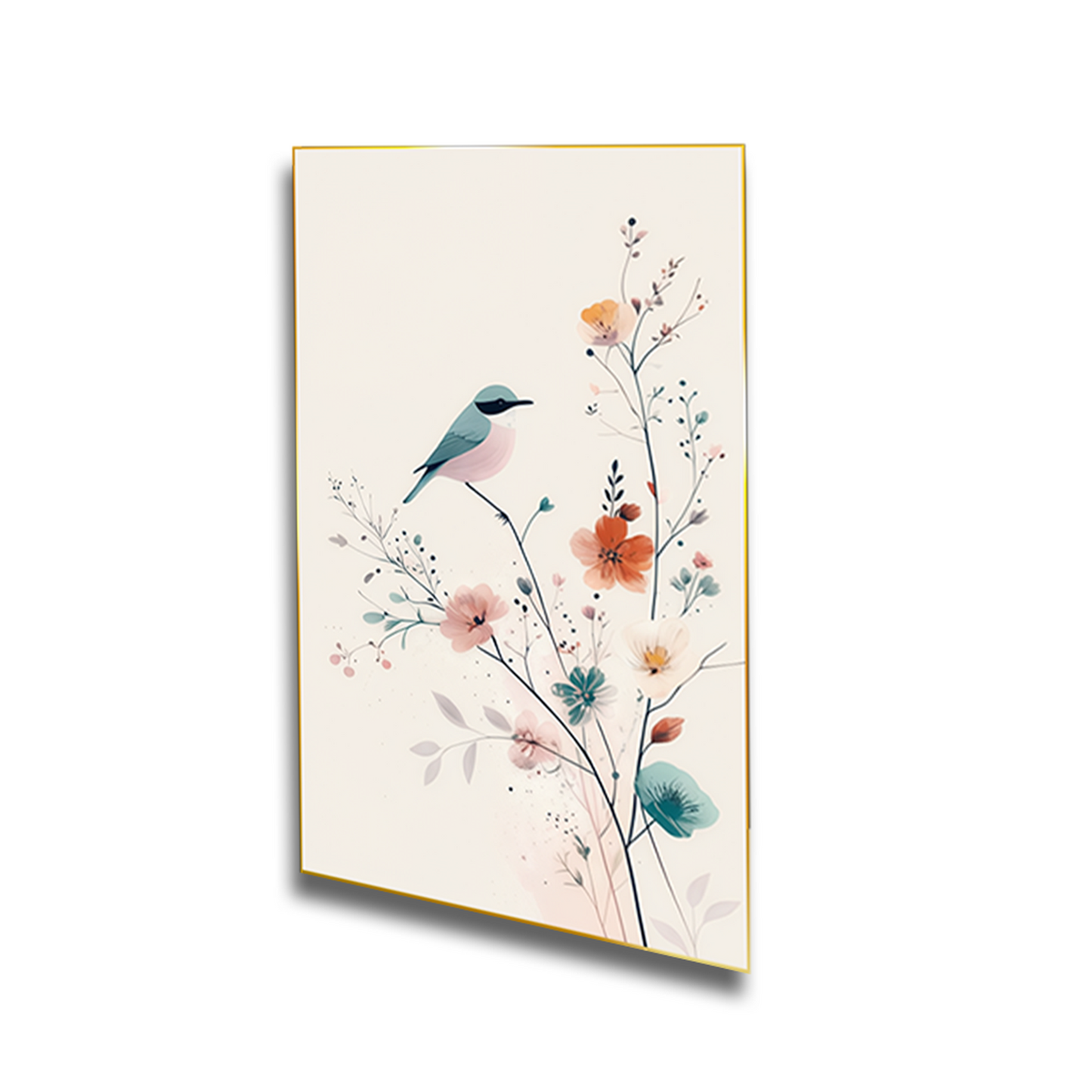 Birds on Branch Art Set of 4 Canvas Wall Painting