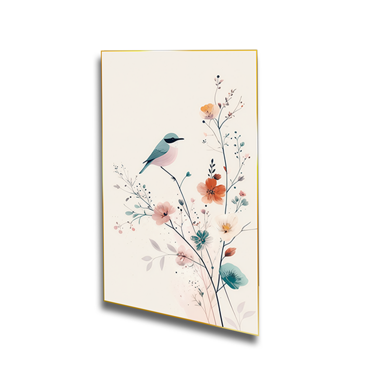 Birds on Branch Art Set of 4 Canvas Wall Painting