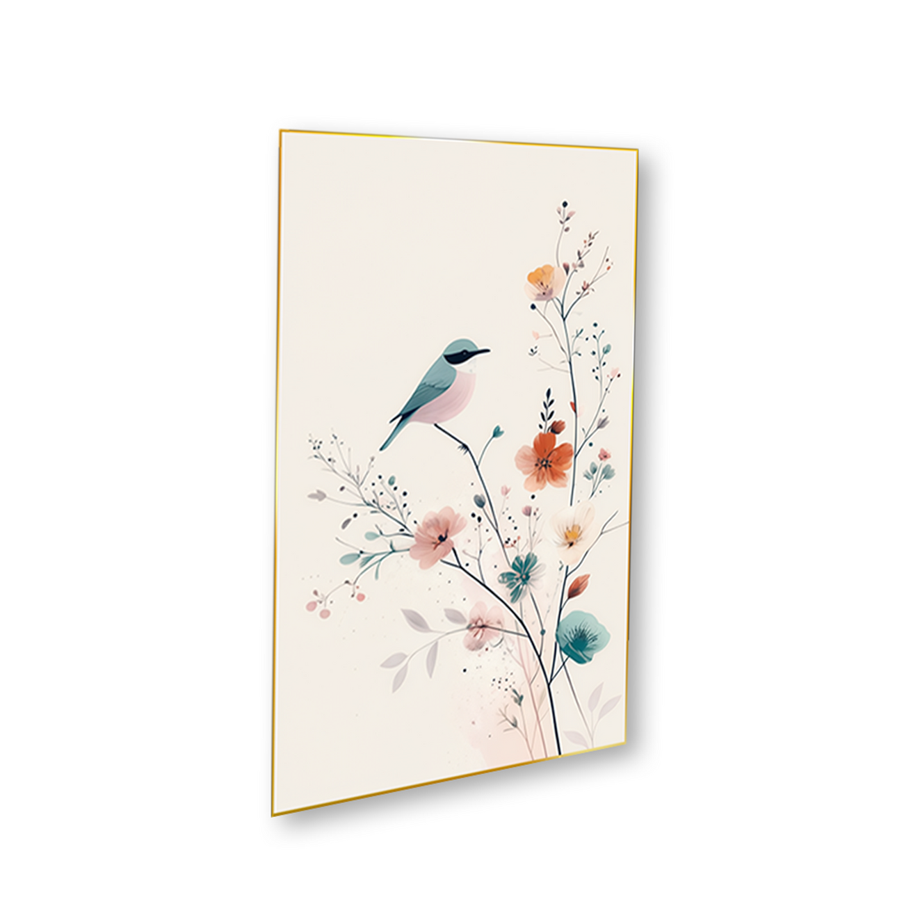 Birds on Branch Art Set of 4 Canvas Wall Painting