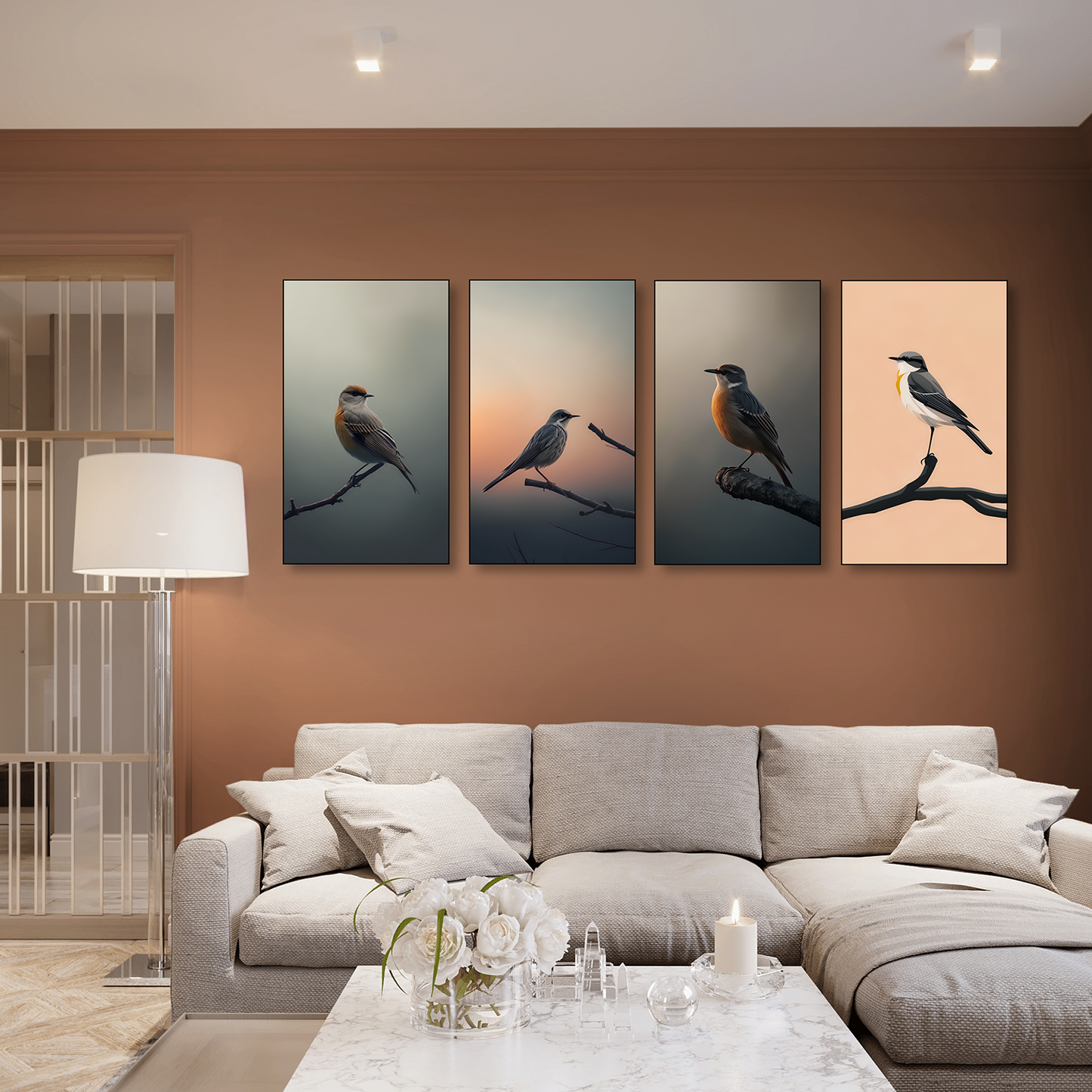 Bird Photography Wall Art Collection Set of 4 Canvas Wall Painting