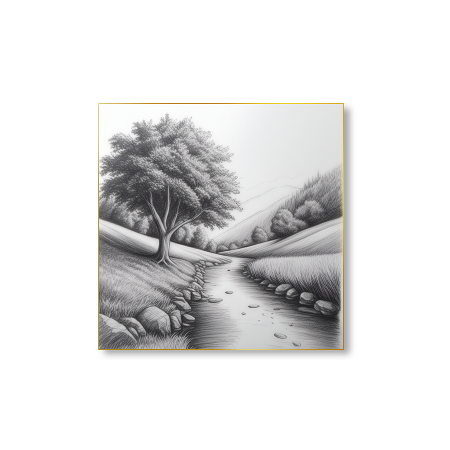 Serene River and Tree Art Set of 4 Canvas Printed Wall Painting