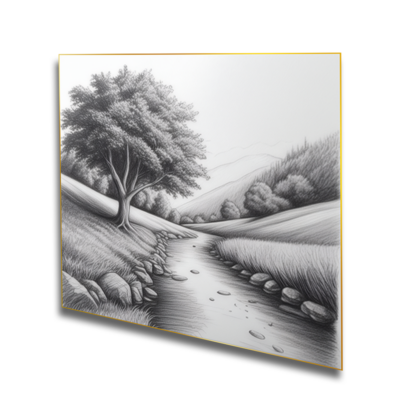 Serene River and Tree Art Set of 4 Canvas Printed Wall Painting