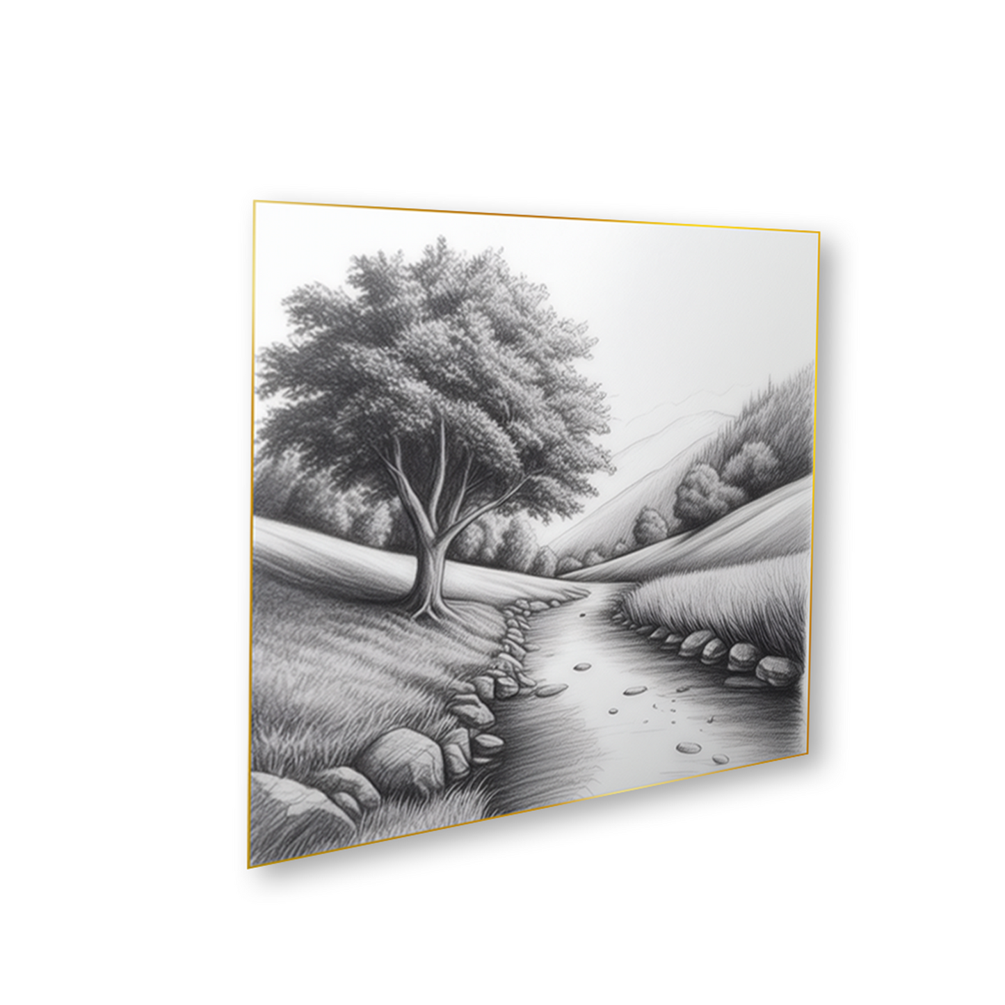 Serene River and Tree Art Set of 4 Canvas Printed Wall Painting