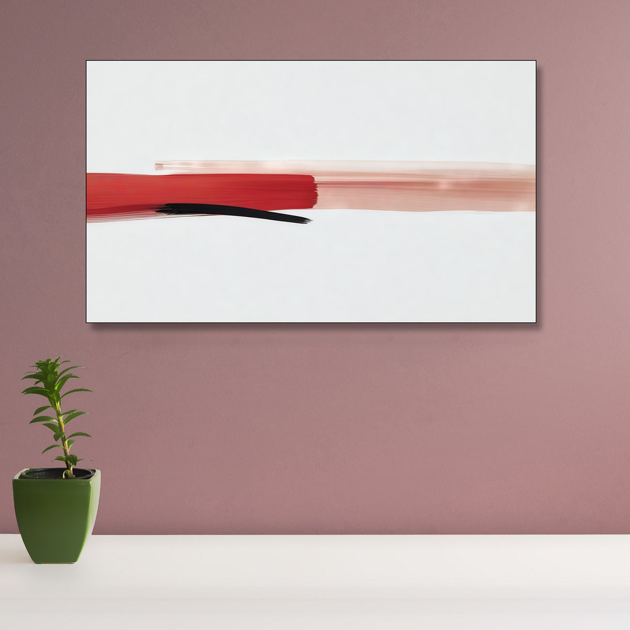 Bold Red and Black Canvas Wall Painting