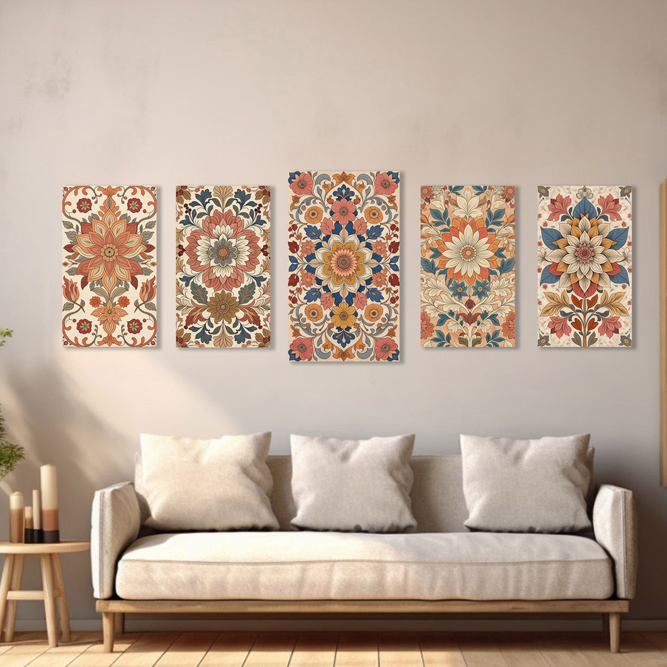 Vibrant Floral Canvas Art Collection Printed Wall Painting  Set of 5