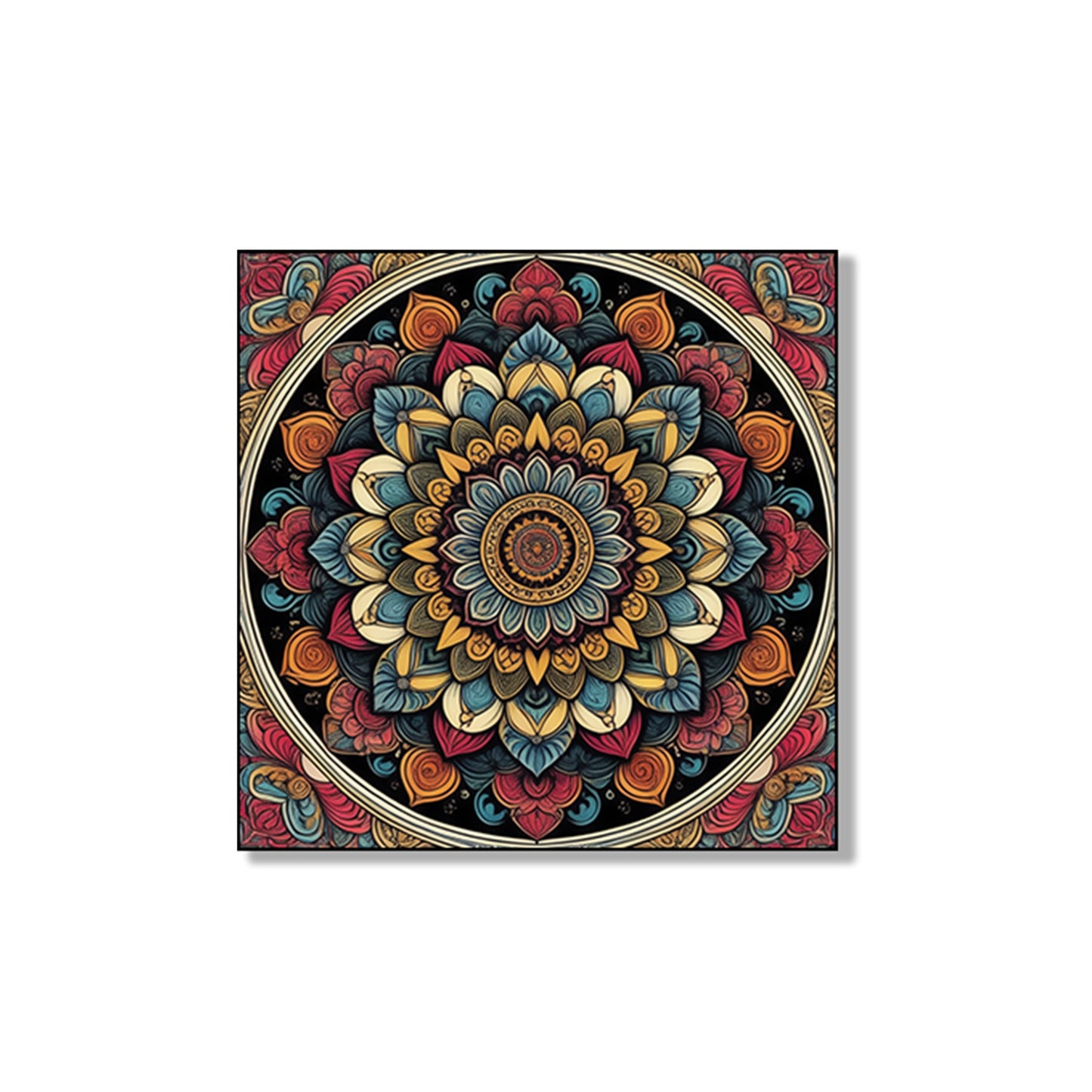 Vibrant Floral Circle Canvas Set of 4 Printed Wall Painting