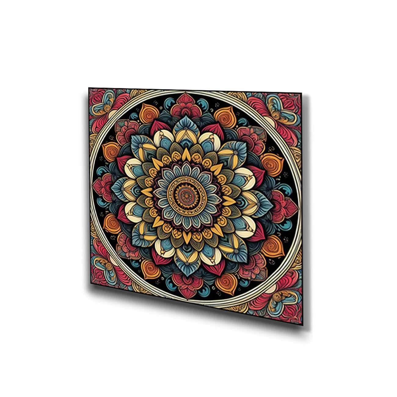 Vibrant Floral Circle Canvas Set of 4 Printed Wall Painting