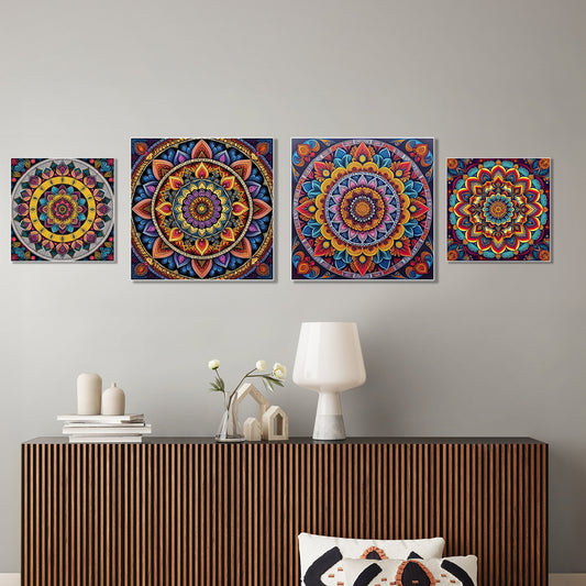 Elegant Mandala Canvas Art Collection Set of 4 Printed Wall Painting