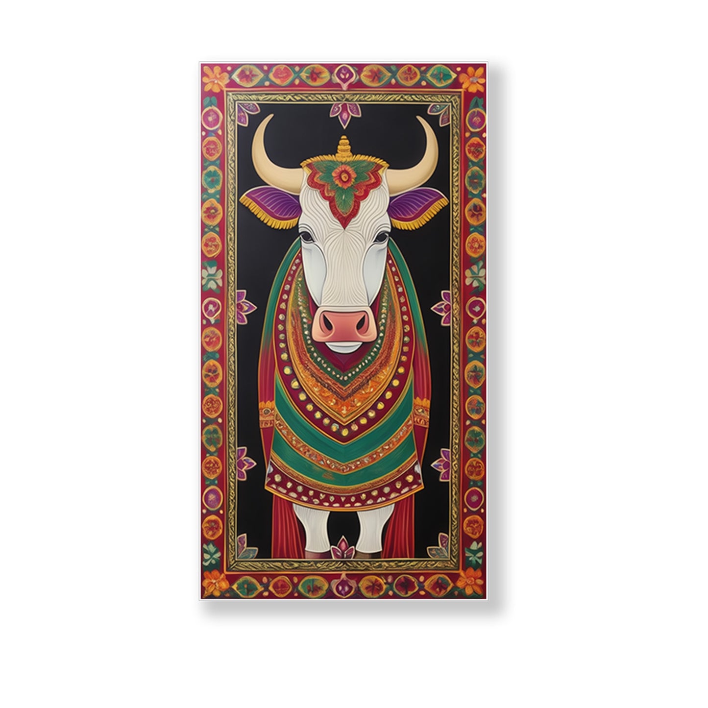 Sacred Indian Cow Canvas Collection Printed Wall Painting Set of 3