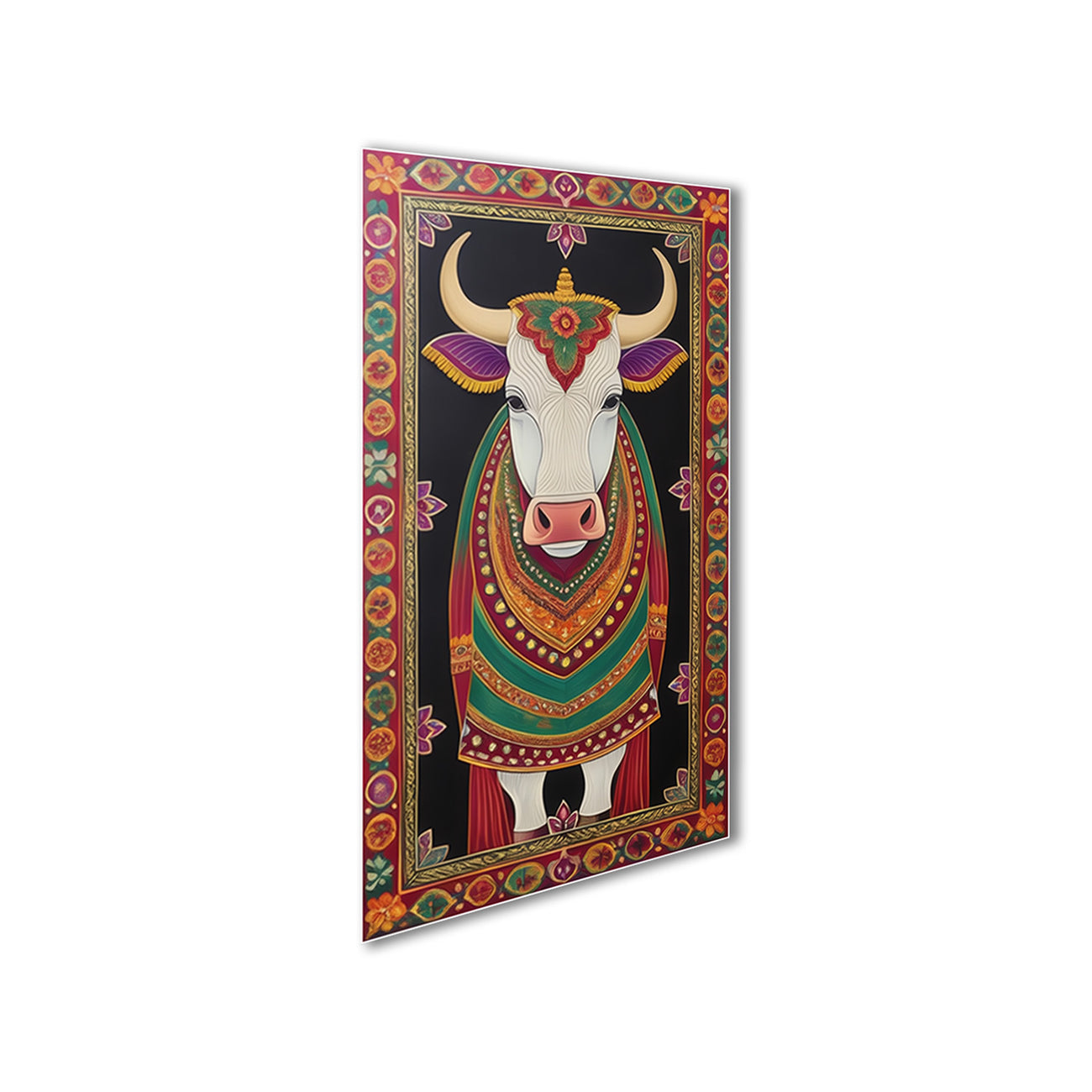 Sacred Indian Cow Canvas Collection Printed Wall Painting Set of 3