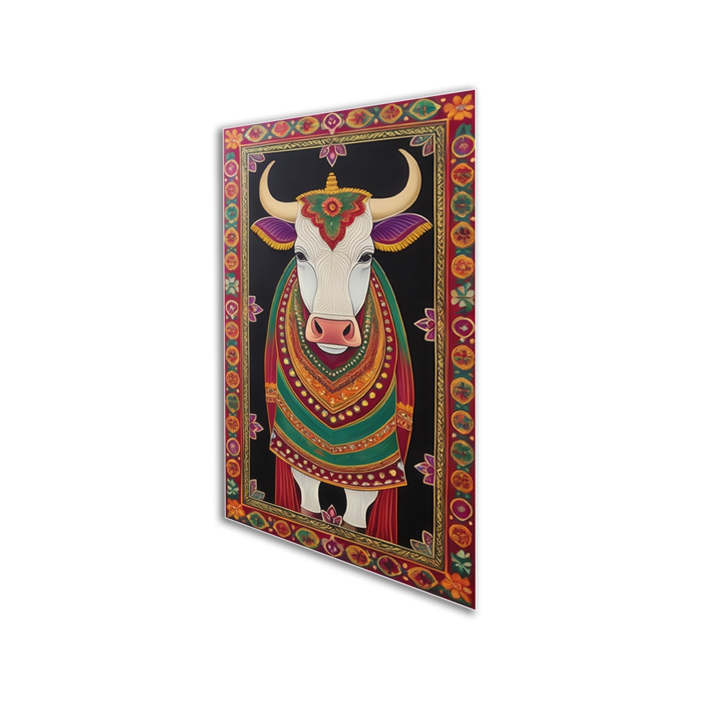 Sacred Indian Cow Canvas Collection Printed Wall Painting Set of 3