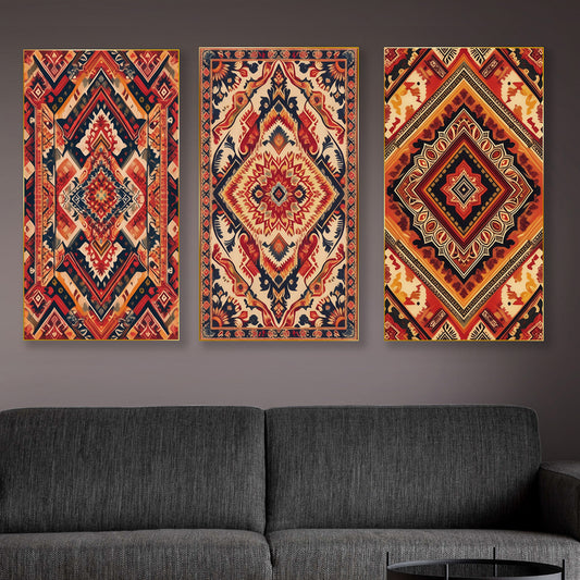 Southwestern Geometric Canvas Art Set of 3 Printed Wall Painting