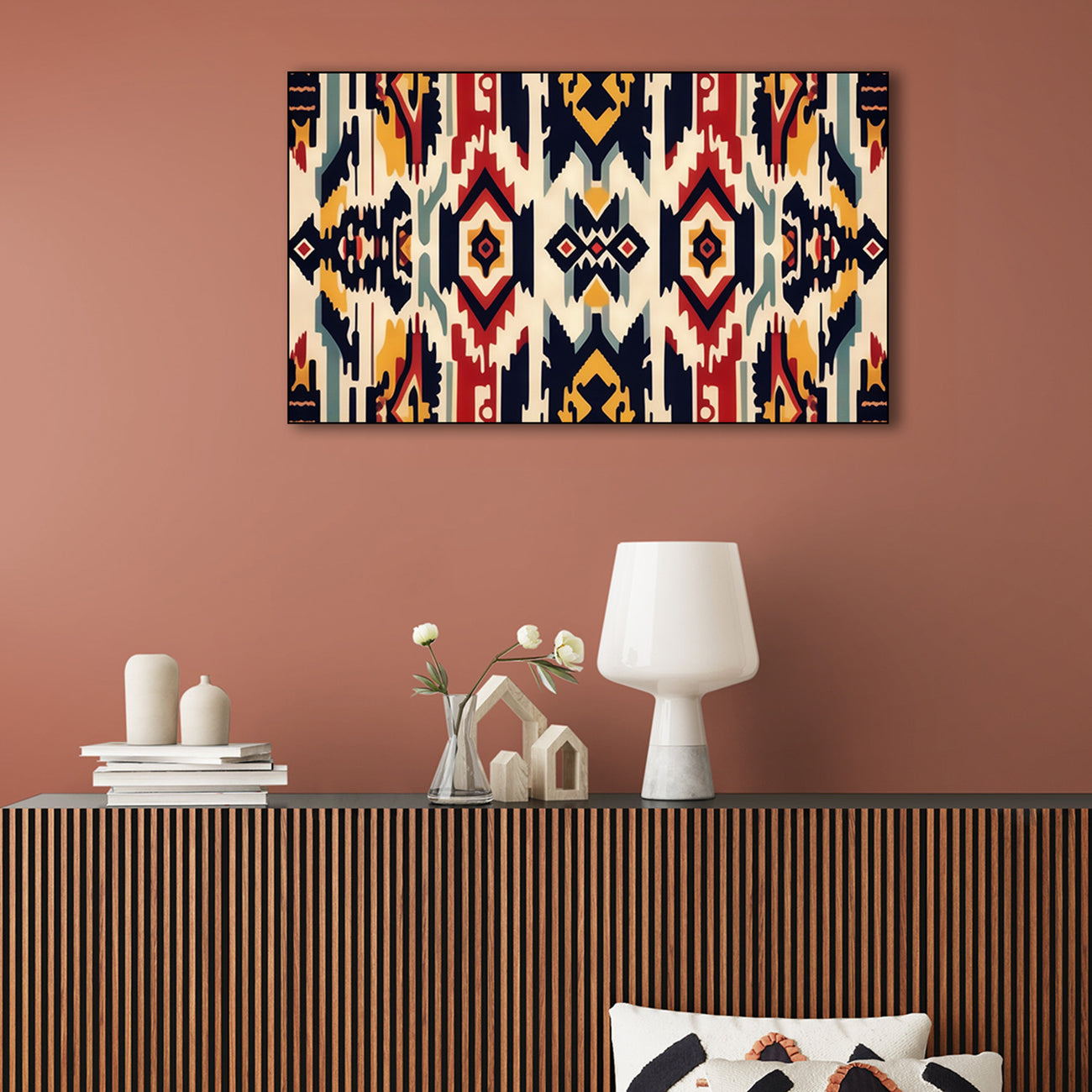 Traditional Ikat Canvas Wall Art Painting