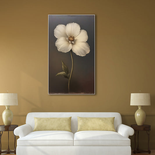 Delicate White Flower Canvas Series Vintage Printed Wall Painting