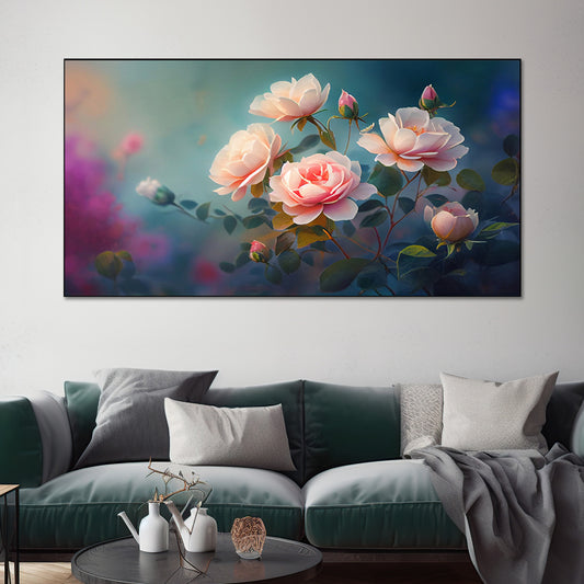 Beautiful Pink Roses on Canvas