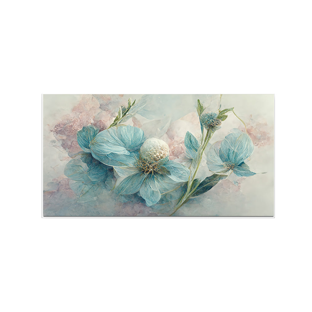 Vibrant Floral Canvas with Blue