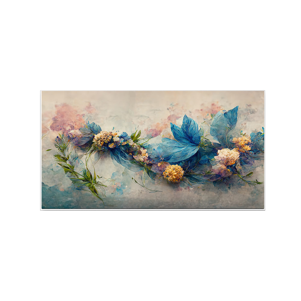 Lively Blue Yellow Floral Artwork