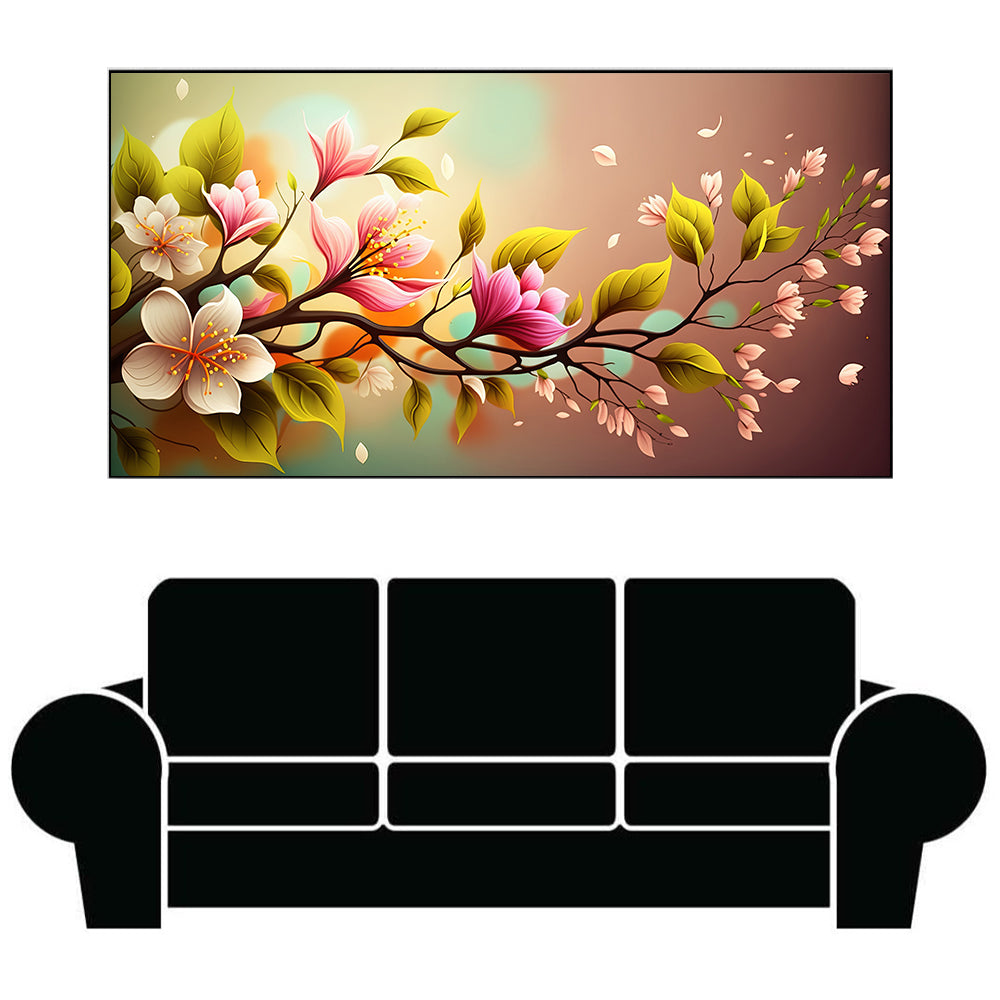 Vibrant Floral Branch Canvas Painting