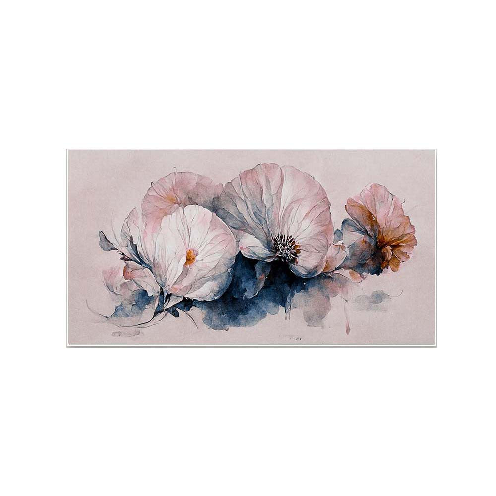 Watercolor Flowers on White Canvas