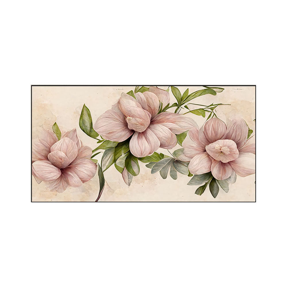 Soft Beige with Pink Flowers