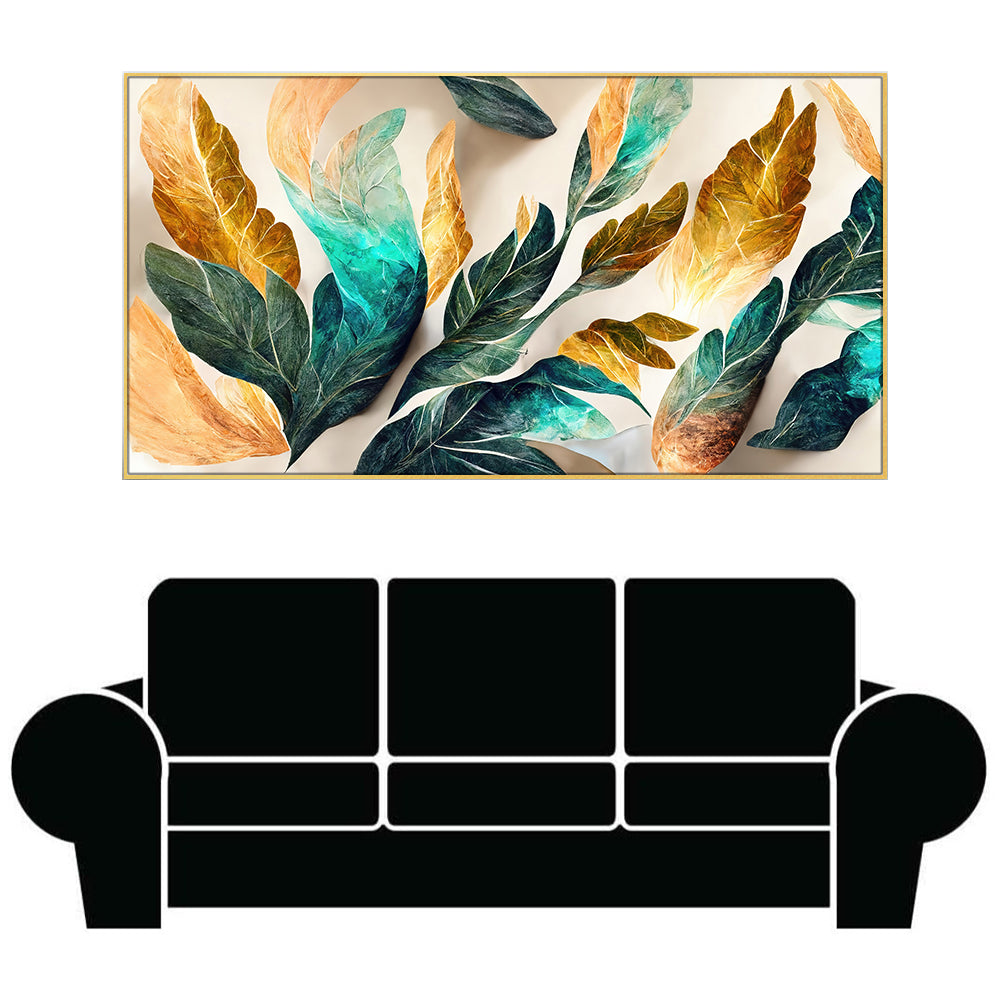 Nature-Inspired Gold Green Canvas Art