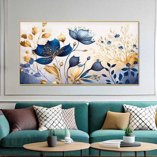 Blue Blooms on Pristine Canvas