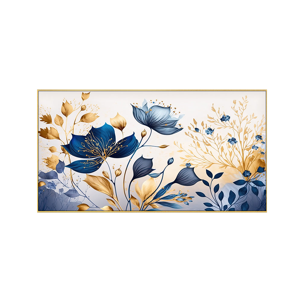 Blue Blooms on Pristine Canvas