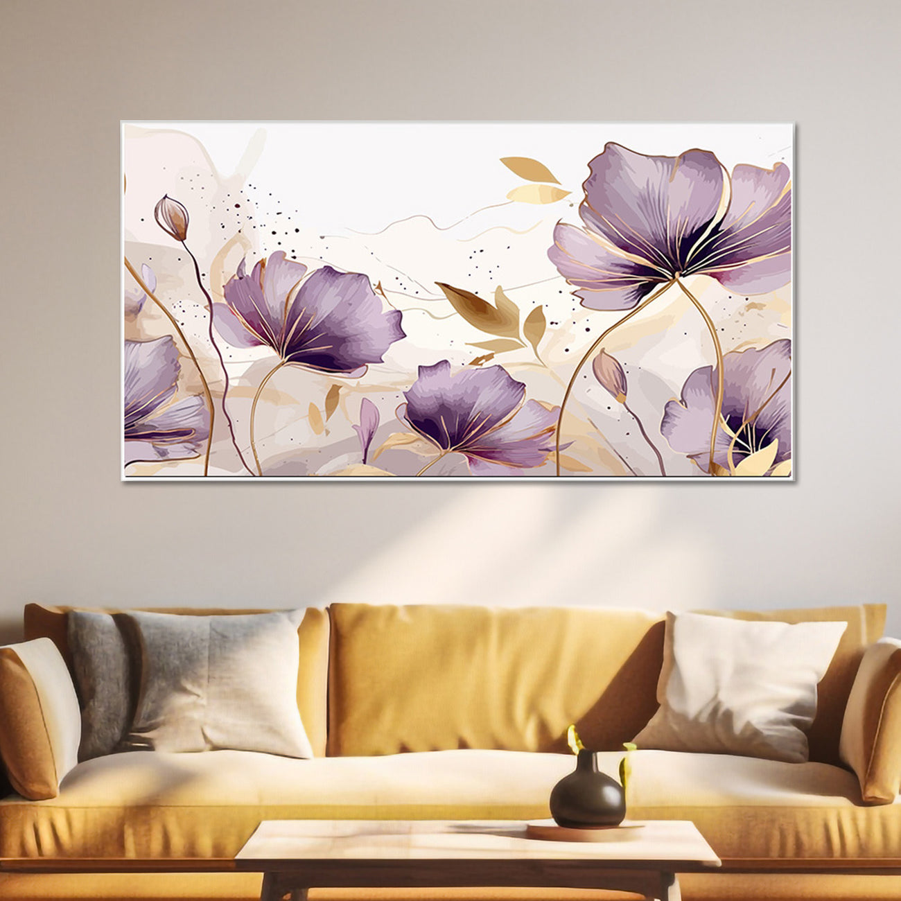 Elegant Purple Flowers Wall Art