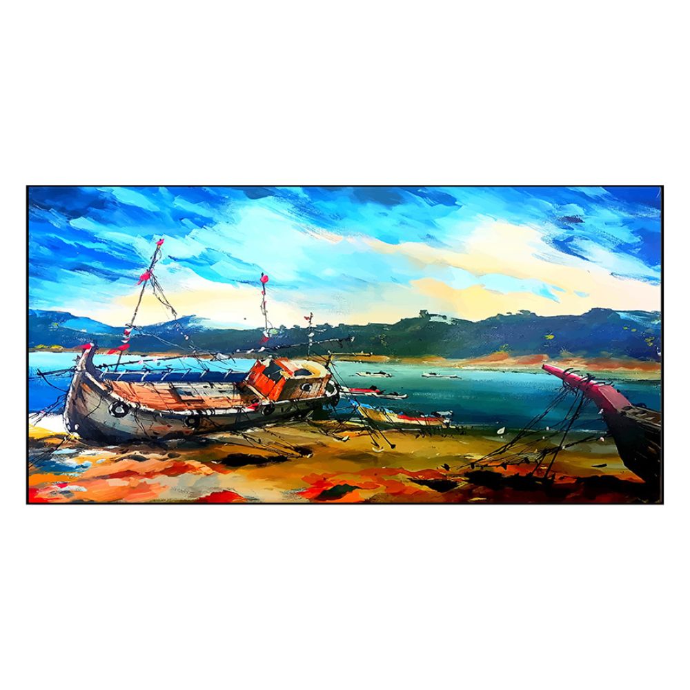 Nostalgic Shoreline Boat Canvas Art