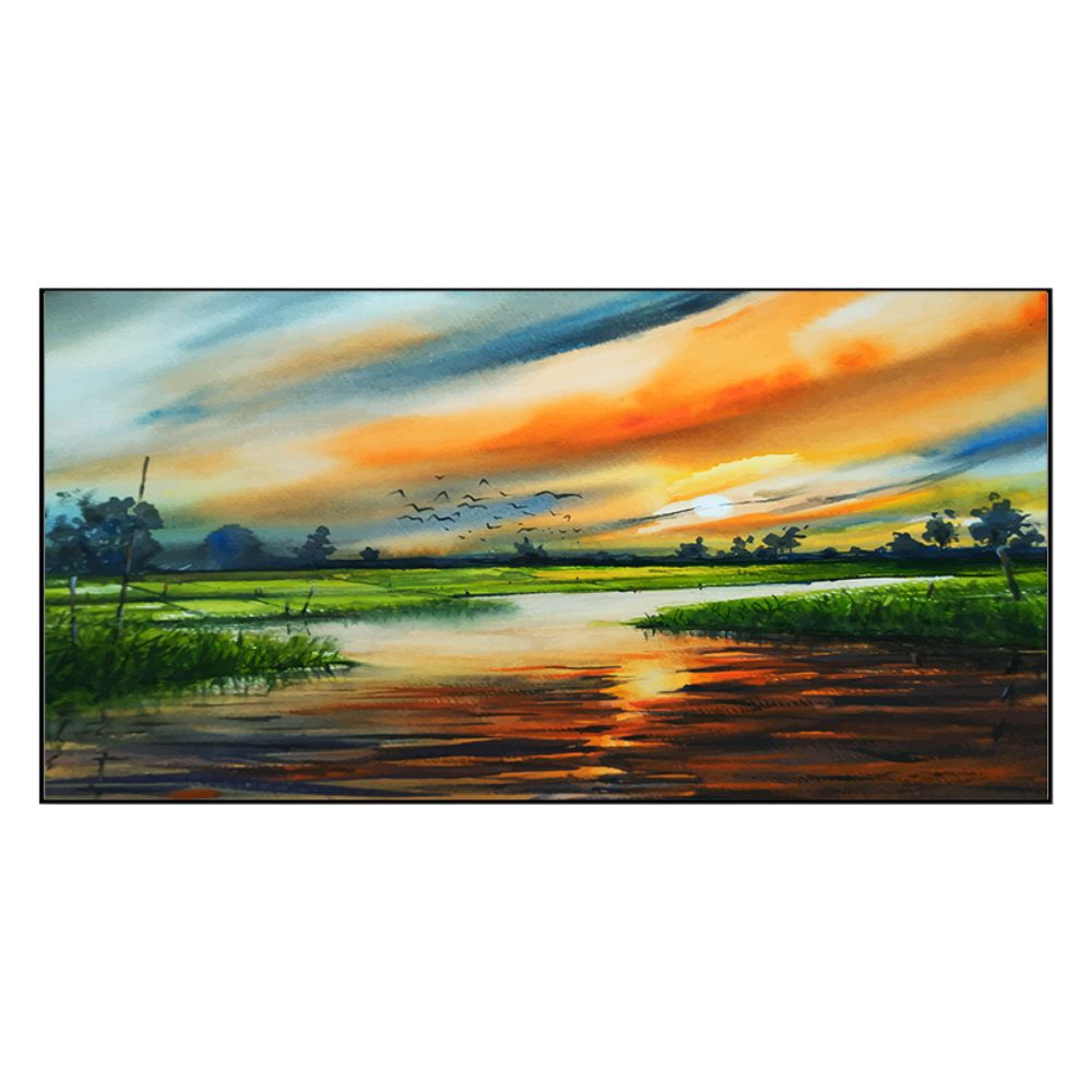 Serene Sunset Over Tranquil River