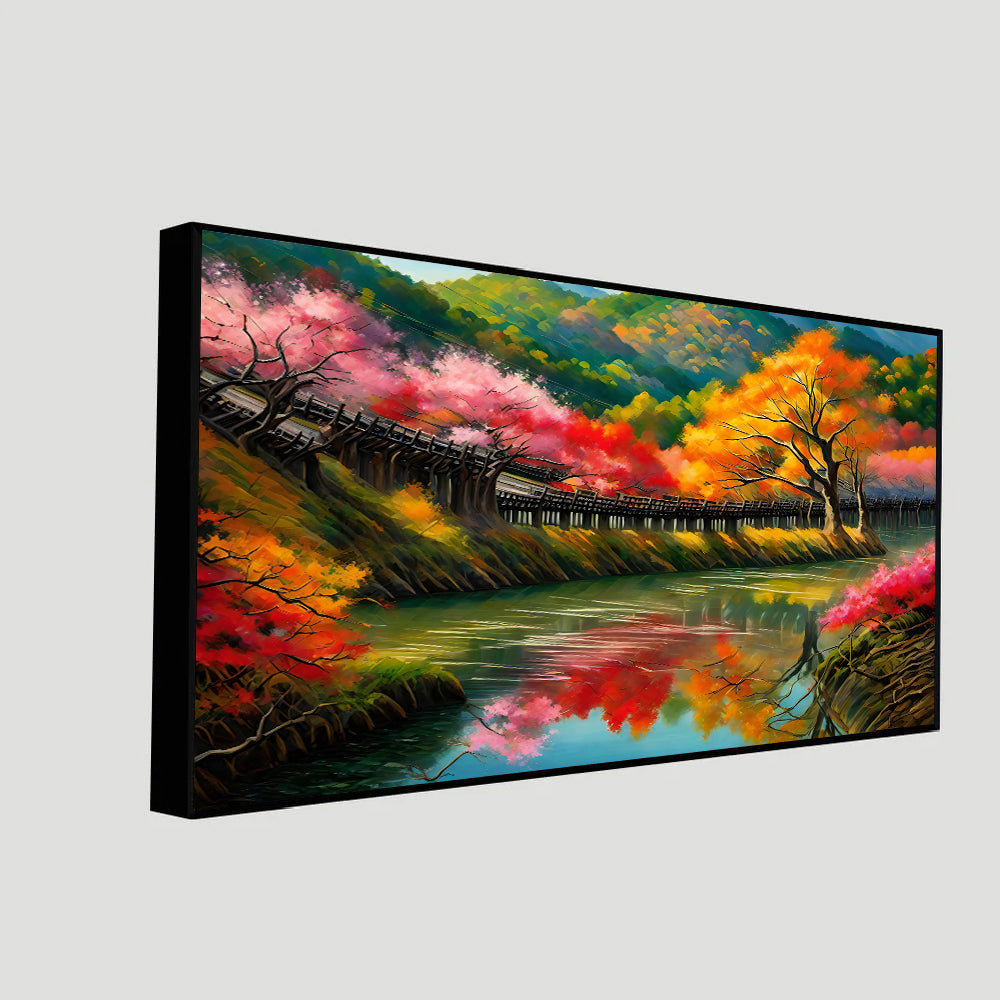 Tranquil Bridge Over River Canvas