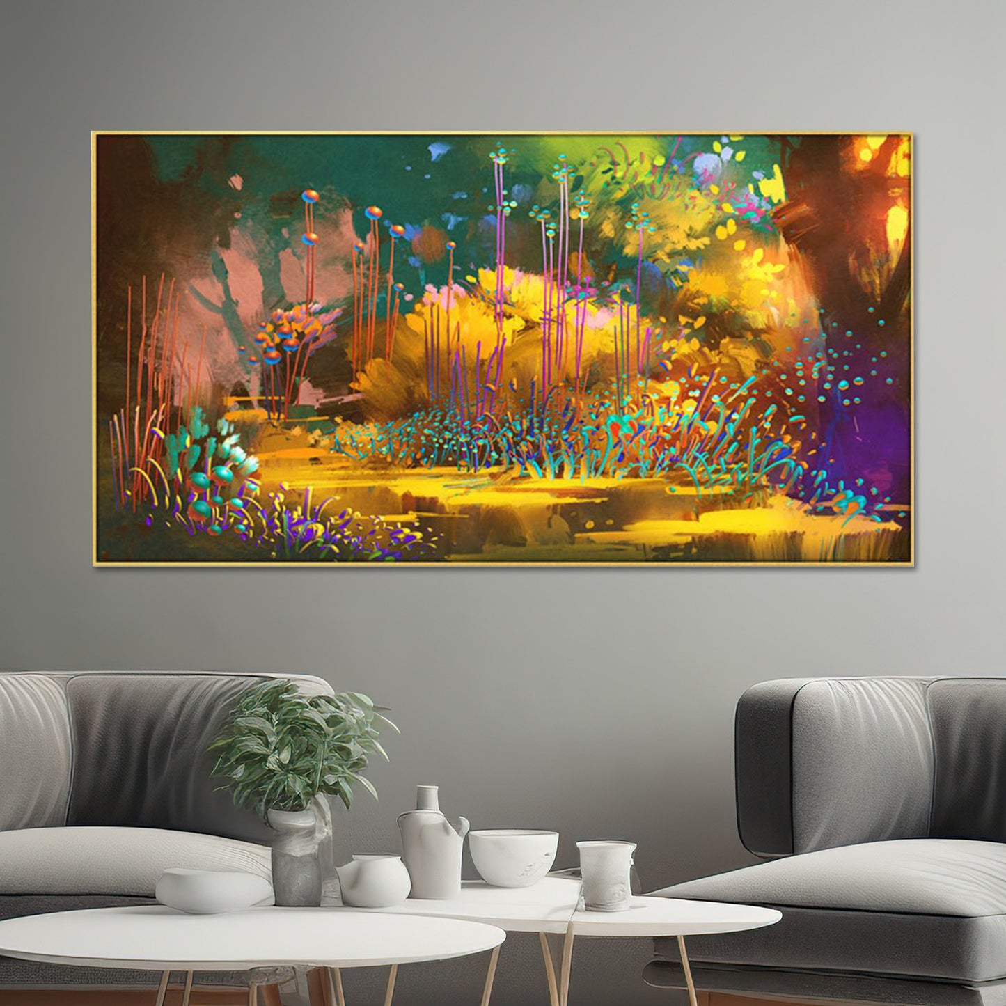 Colorful Forest with Floral Splendor