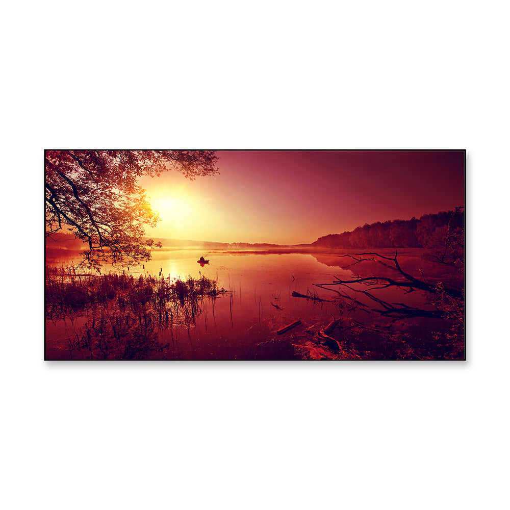 Tranquil Lake with Floating Boat