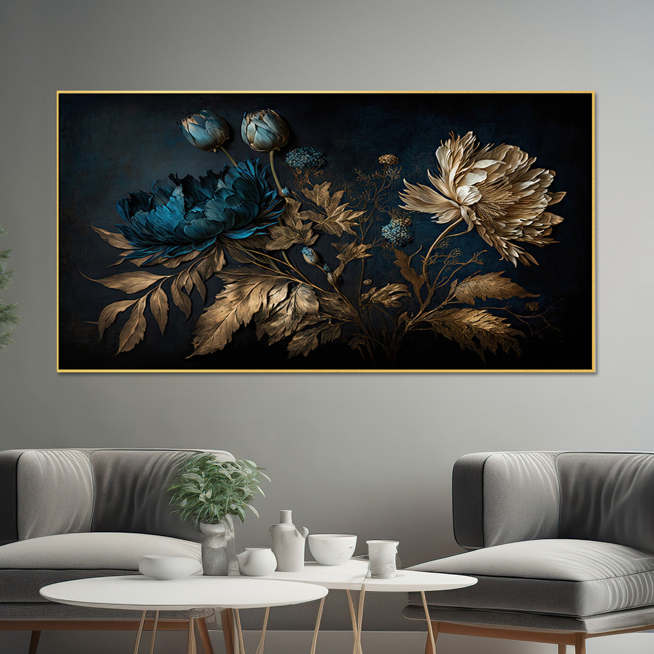 Vibrant Flowers on Dark Canvas