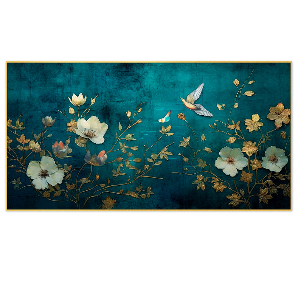 Elegant Flowers and Birds Canvas