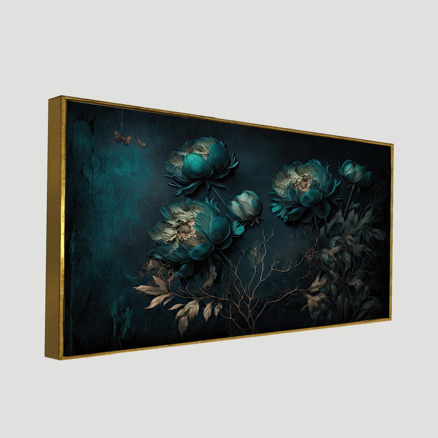 Blue Flowers on Dark Canvas