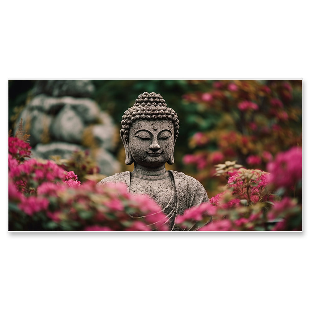 Buddha Statue in Floral Garden