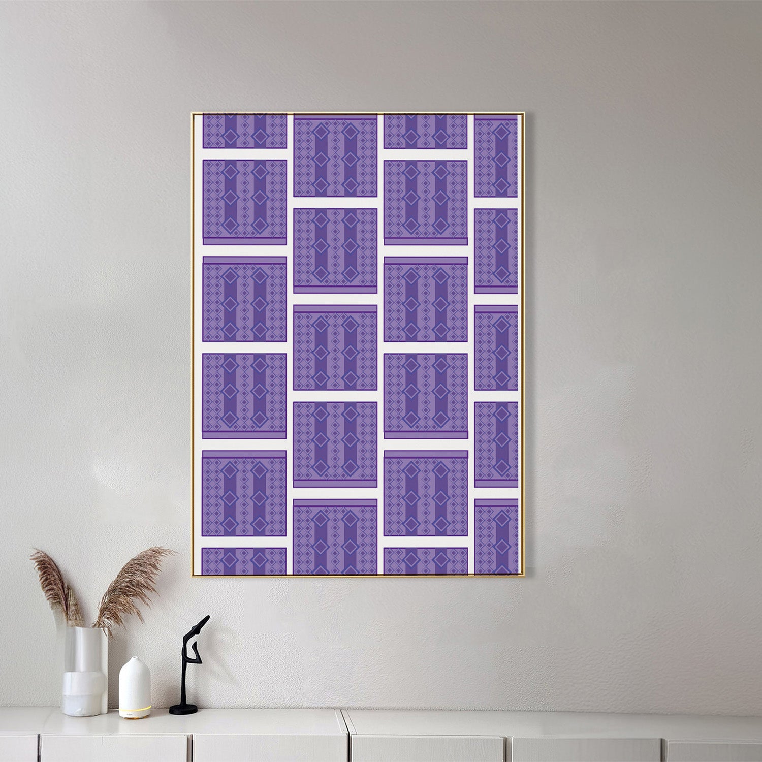 Striking Purple And White Art Canvas Wall Painting