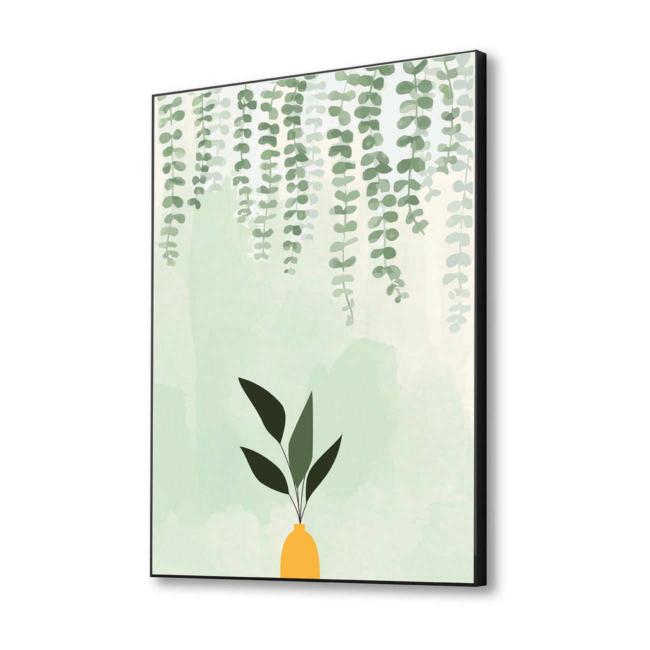 Green Plant in Yellow Vase Canvas Wall Painting