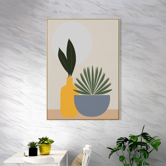 Graceful Plant And Elegant Vase Canvas Wall Painting