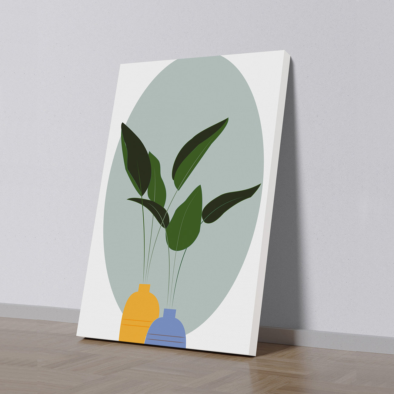 Tranquil Green Plant Vase Art Canvas Wall Painting