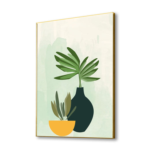 Serene Green Plant Bowl Art Canvas Wall Painting