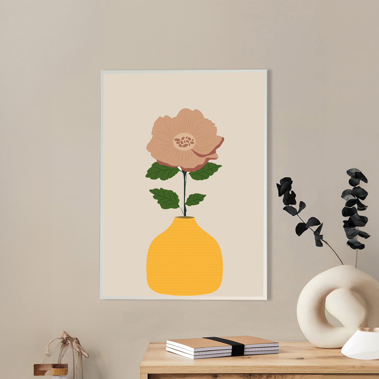 Vibrant Flower in Yellow Vase Canvas Wall Painting