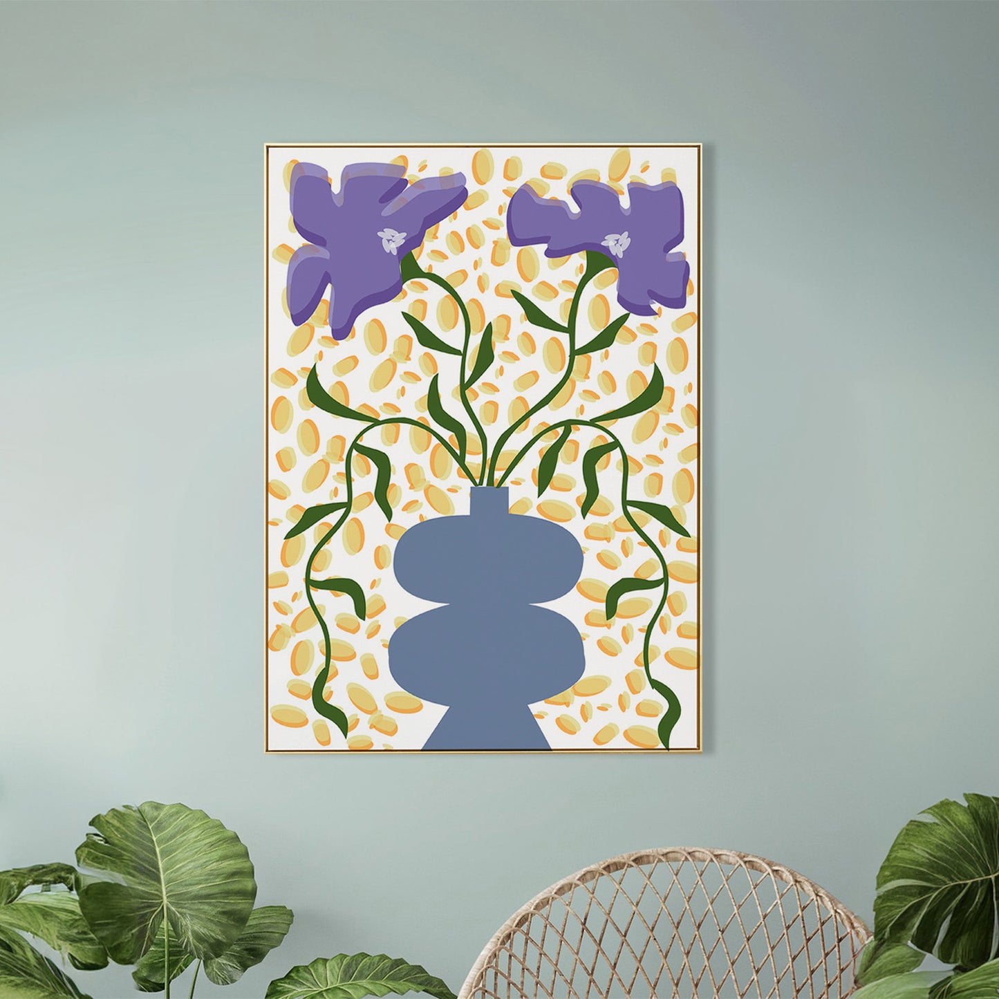 Purple Floral Vase Wall Art Canvas Wall Painting