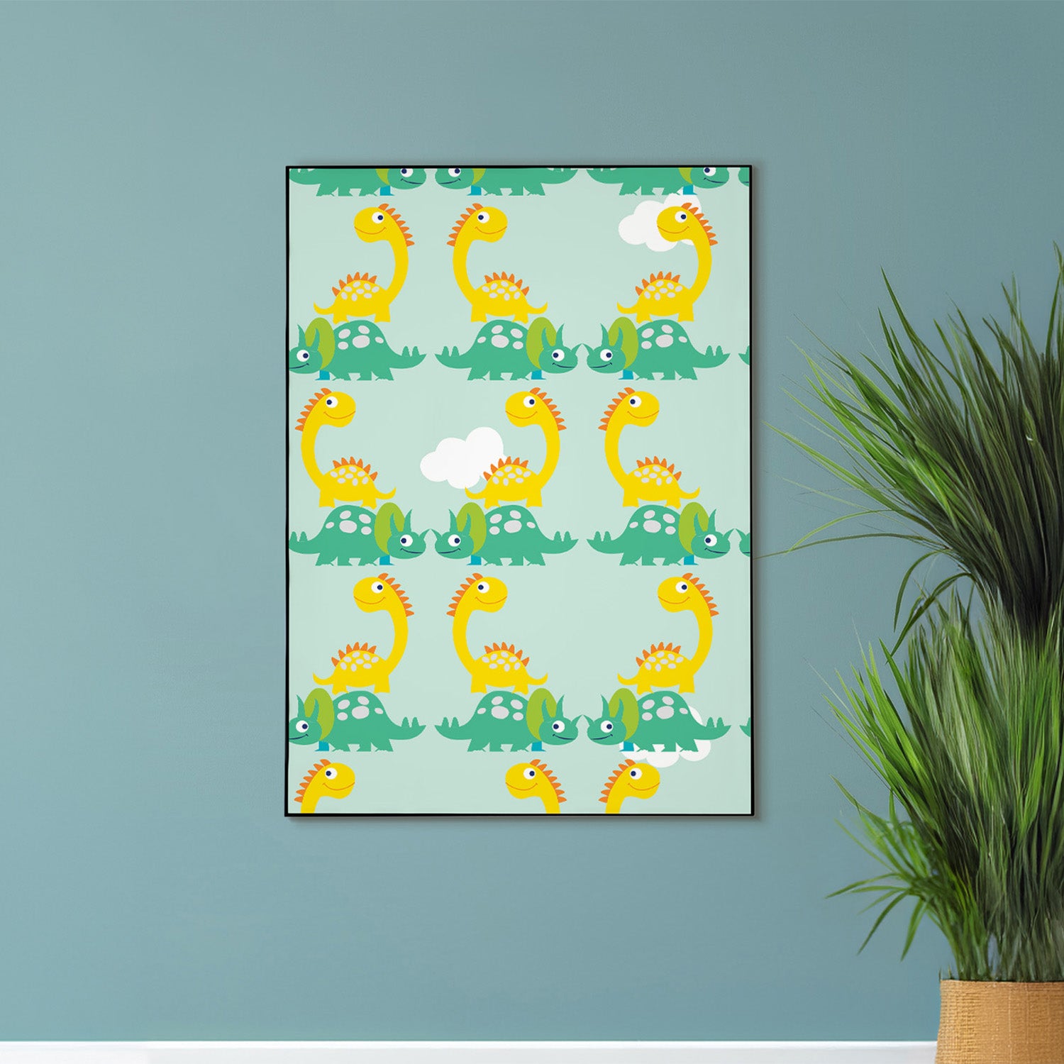 Playful Cartoon Dinosaur Canvas Art Canvas Wall Painting