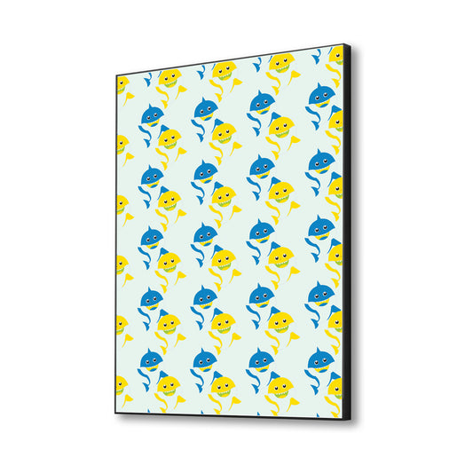Blue and Yellow Fish Pattern Canvas Wall Painting